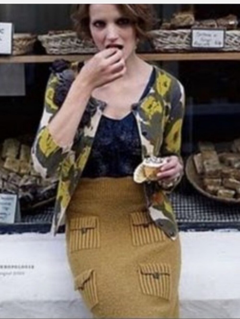 OG Anthropologie Marston Mustard Sweater Knit Pencil Skirt